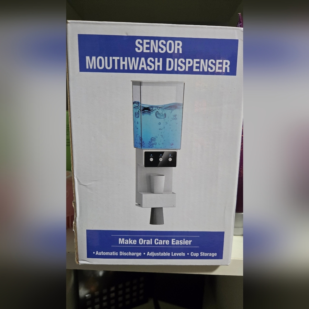 Sensor Mouthwash Dispenser with Blue Liquid